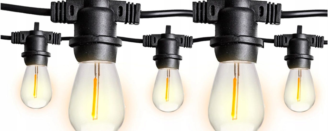 Sznur Świetlny 15m 15 E27 Filament Wodoszczelne