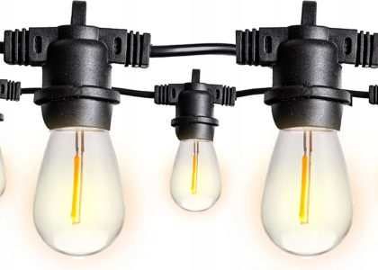 Sznur Świetlny 15m 15 E27 Filament Wodoszczelne
