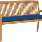 Sztaplowana Ławka Ogrodowa Z Poduszką 159 Cm Drewno Tekowe