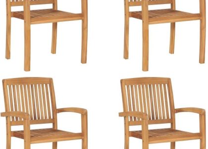 Sztaplowane Krzesła Ogrodowe 4szt. Lite Drewno Tekowe