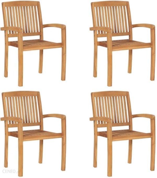 Sztaplowane Krzesła Ogrodowe 4szt. Lite Drewno Tekowe