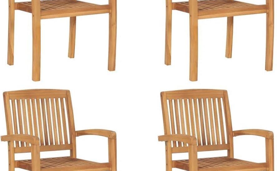 Sztaplowane Krzesła Ogrodowe 4szt. Lite Drewno Tekowe
