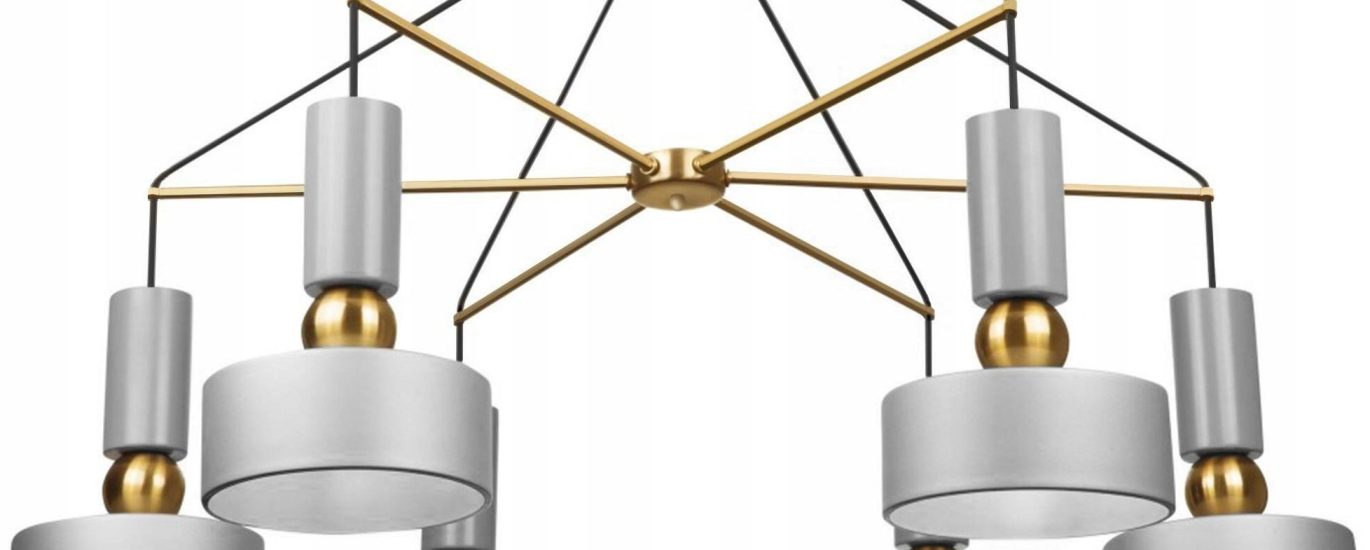 Toolight Lampa Sufitowa Żyrandol App661 Szara Złota Glamour (Osw07861)