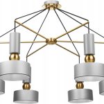 Toolight Lampa Sufitowa Żyrandol App661 Szara Złota Glamour (Osw07861)