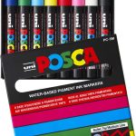 Uni Mitsubishi Pencil Markery Posca Pc 5M Z Okrągłą Średnią Końcówką, 8 Kolorów W Etui