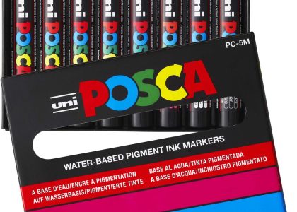 Uni Mitsubishi Pencil Markery Posca Pc 5M Z Okrągłą Średnią Końcówką, 8 Kolorów W Etui