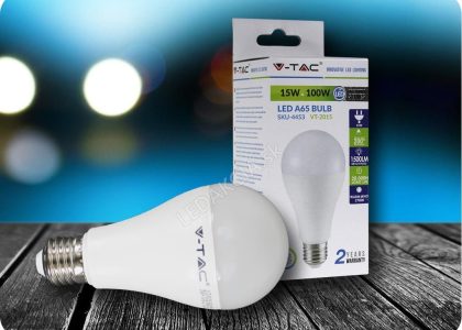 V-TAC E27 Żarówka LED 15W, A65 Ciepła biała 3000K (3800157608091)