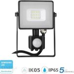 V Tac Naświetlacz Halogen Led 10W Samsung Czujnik Ruchu Czarny Vt 10 S Neutralny 800Lm (VT10S437)