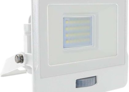 V Tac Naświetlacz Led 20W 1510Lm 4000K Ip65 Biały Z Mufą, Czujnikiem Ruchu I Funkcją Cut Off Samsung Chip Vt 128S W (3800157661300)