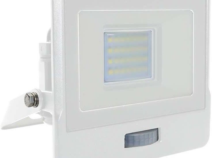 V Tac Naświetlacz Led 20W 1510Lm 4000K Ip65 Biały Z Mufą, Czujnikiem Ruchu I Funkcją Cut Off Samsung Chip Vt 128S W (3800157661300)