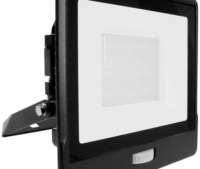 V Tac Naświetlacz Led 50W 4000Lm 3000K Ip65 Czarny Z Mufą, Czujnikiem Ruchu I Funkcją Cut Off Samsung Chip Vt 158S B (3800157661232)