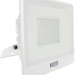 V Tac Naświetlacz Led 50W 4000Lm 4000K Ip65 Biały Z Mufą, Czujnikiem Ruchu I Funkcją Cut Off Samsung Chip Vt 158S W (3800157661362)