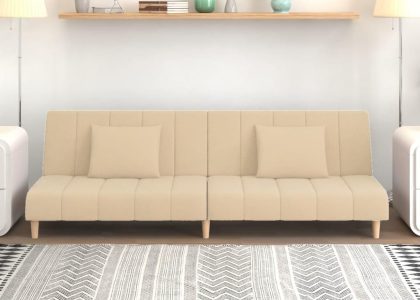Vidaxl 2 Osobowa Kanapa Kremowa Tapicerowana Aksamitem 337377