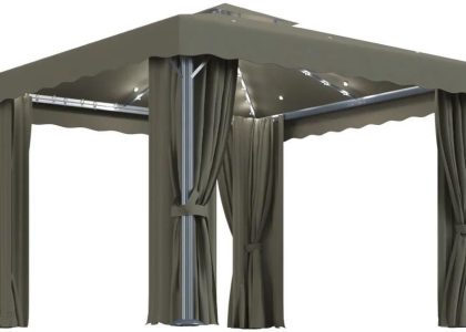 Vidaxl Altana Z Zasłonami I Lampkami 3X3 M Taupe Aluminium (3070349)