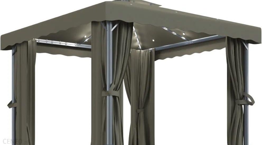 Vidaxl Altana Z Zasłonami I Lampkami 3X3 M Taupe Aluminium (3070349)