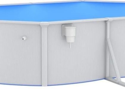 Vidaxl Basen Ze Stalowymi Ściankami Owalny 490X360X120cm Biały