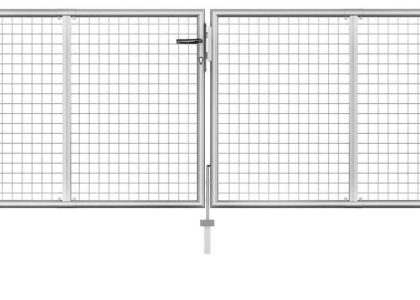 vidaXL Brama Ogrodowa Galwanizowana Stal 306x125cm Srebrna