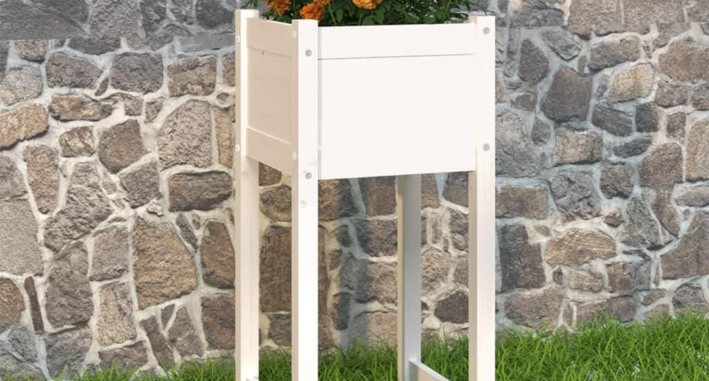 Vidaxl Donica Biała 40X40X81cm Lite Drewno Sosnowe