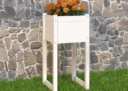 Vidaxl Donica Biała 40X40X81cm Lite Drewno Sosnowe