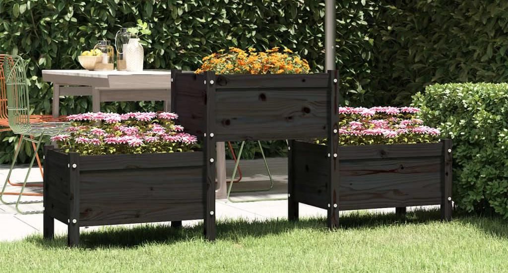 Vidaxl Donica Czarna 178,5X44X75cm Lite Drewno Sosnowe