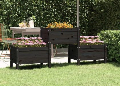 Vidaxl Donica Czarna 178,5X44X75cm Lite Drewno Sosnowe