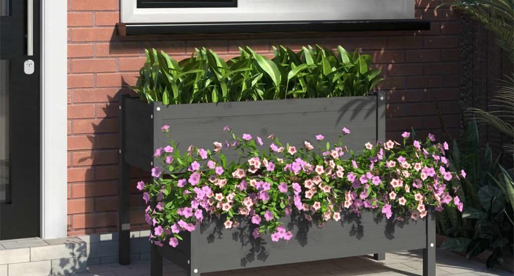 Vidaxl Donica Szara 110X84X75cm Lite Drewno Sosnowe