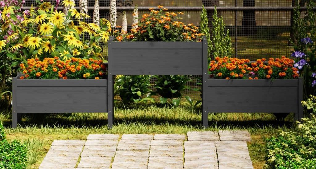Vidaxl Donica Szara 245,5X44X75cm Lite Drewno Sosnowe