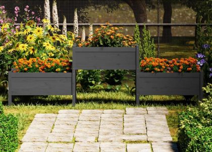 Vidaxl Donica Szara 245,5X44X75cm Lite Drewno Sosnowe