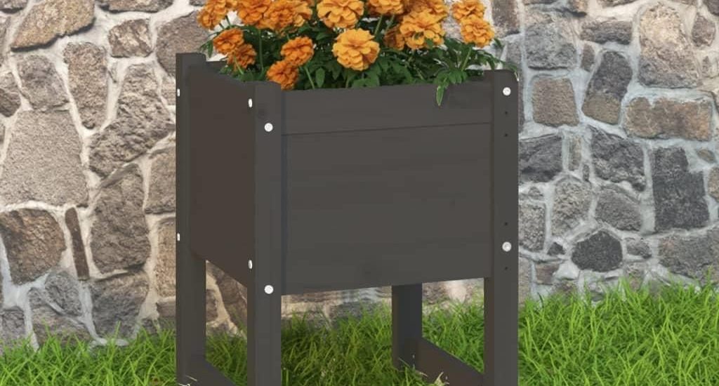 Vidaxl Donica Szara 40X40X52,5cm Lite Drewno Sosnowe