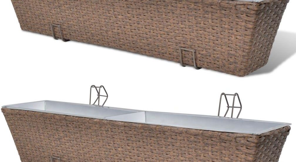 Vidaxl Donice Balkonowe Prostokątne 2 X 80 Cm W Kolorze Brąz