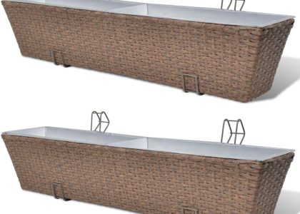Vidaxl Donice Balkonowe Prostokątne 2 X 80 Cm W Kolorze Brąz