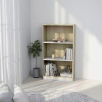 Vidaxl Emaga 3 Poziomowy Regał Na Książki Biel I Dąb Sonoma 60X24X109 Cm 501265