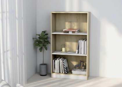 Vidaxl Emaga 3 Poziomowy Regał Na Książki Biel I Dąb Sonoma 60X24X109 Cm 501265