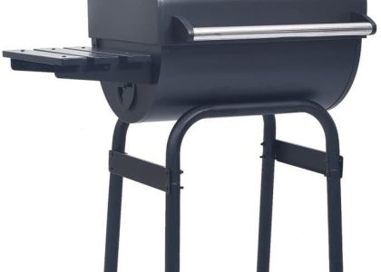 Vidaxl Grill ogrodowy z wędzarnią i dolną półką, czarny 46649