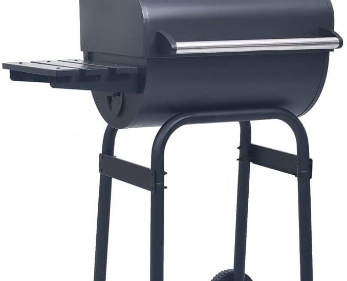 Vidaxl Grill ogrodowy z wędzarnią i dolną półką, czarny 46649