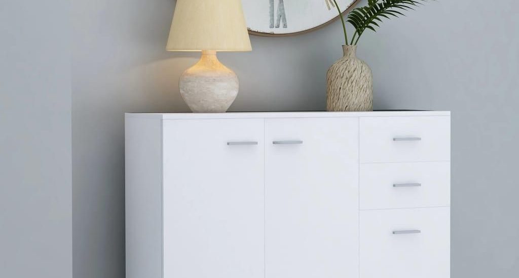 VIDAXL KOMODA, BIAŁA, 105 X 30 X 75 CM, PŁYTA WIÓROWA