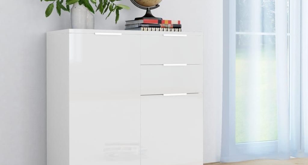 Vidaxl Komoda Biała Na Wysoki Połysk 71 35 X 76 Cm Płyta Wiórowa