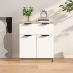 Vidaxl Komoda Biel I Dąb Sonoma 60X30X70 Cm Materiał Drewnopochodny 811093