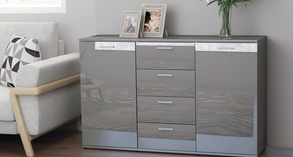 Vidaxl Komoda Na Wysoki Połysk Szara 120X35 5X75 Cm Płyta Wiórowa