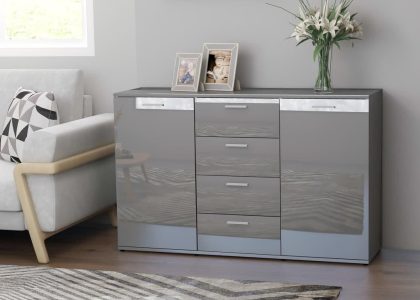 Vidaxl Komoda Na Wysoki Połysk Szara 120X35 5X75 Cm Płyta Wiórowa