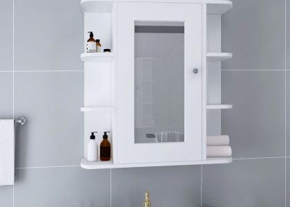 Vidaxl Lumarko Szafka Łazienkowa Z Lustrem Biała 66X17X63cm Mdf 106831