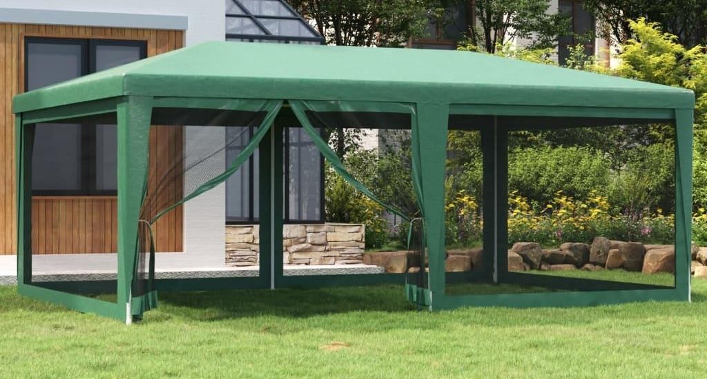 Vidaxl Namiot Imprezowy Z 6 Ścianami Z Siatki Zielony 6x4m Hdpe 319258