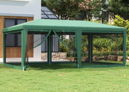 Vidaxl Namiot Imprezowy Z 6 Ścianami Z Siatki Zielony 6x4m Hdpe 319258