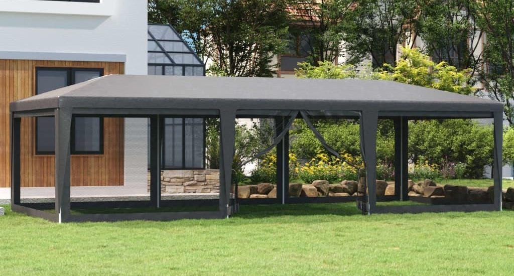 Vidaxl Namiot Imprezowy Z 8 Ścianami Z Siatki Antracyt 9x4m Hdpe 319264