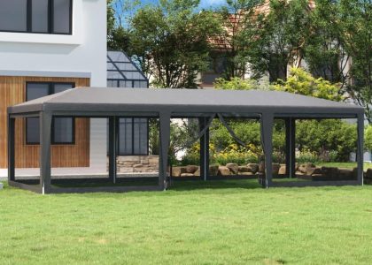 Vidaxl Namiot Imprezowy Z 8 Ścianami Z Siatki Antracyt 9x4m Hdpe 319264