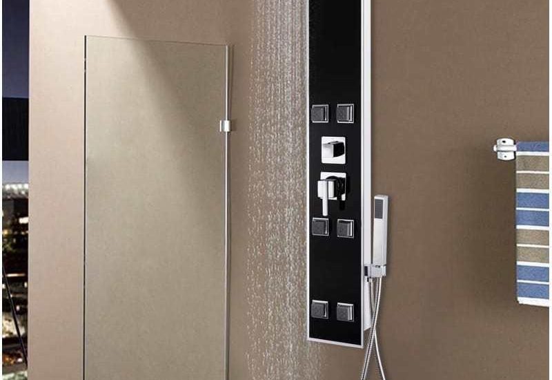 vidaXL Panel Prysznicowy Szkło 18x421x120cm Czarny