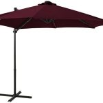 Vidaxl Parasol Wiszący Ze Słupkiem I Oświetleniem Led Bordowy 300cm