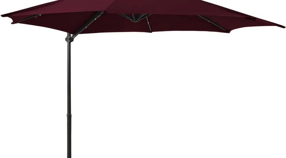 Vidaxl Parasol Wiszący Ze Słupkiem I Oświetleniem Led Bordowy 300cm