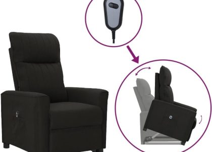 Vidaxl Podnoszony Fotel Rozkładany Czarny Tkanina 3098173