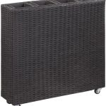 Vidaxl Podwyższona Donica Z 4 Wkładami 80X22X79cm Rattan Pe Brązowa